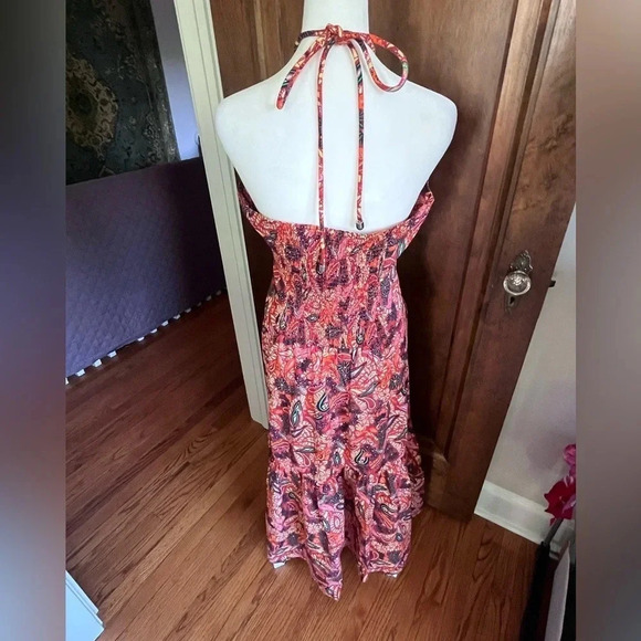 House of Harlow 1960 Revolve Paisley Cotton Halter Maxi Dress Women Size M - Picture 6 of 13